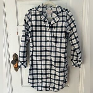Filson Flannel Plaid Pajama Sleep Dress Small S Black White Western Cowgirl